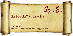 Szlovák Ervin névjegykártya